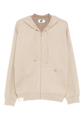 izzue logo-patch knitted jacket - Grey