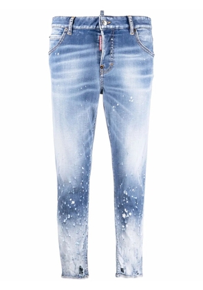 DSQUARED2 cropped distressed-effect skinny jeans - Blue