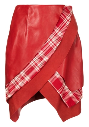 RTA layered leather mini skirt