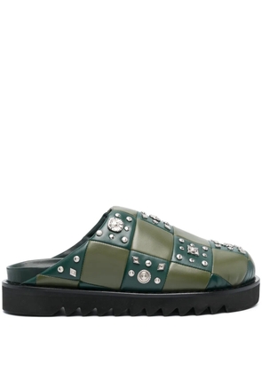 Toga Virilis checkerboard-pattern leather slides - Green