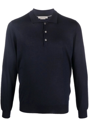 Corneliani long-sleeve wool polo shirt - Blue
