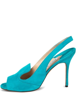 Manolo Blahnik Pre-owned 100mm slingback peep-toe sandals - Blue
