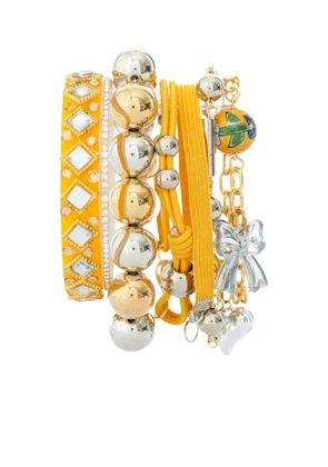 Amir Slama Bijoux bow-details bead-embellished bracelet set - Yellow