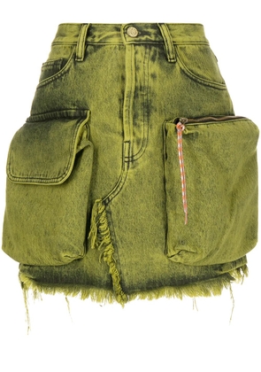 Aries pouch-pocket A-line skirt - Green