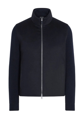 Zegna panelled zip-up cardigan - Blue