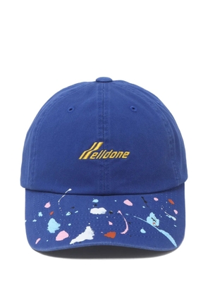 We11done embroidered-logo paint-splatter cap - Blue