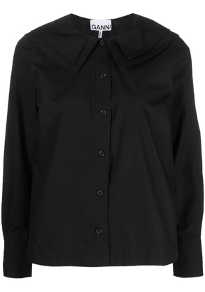 GANNI layered bib-collar cotton shirt - Black