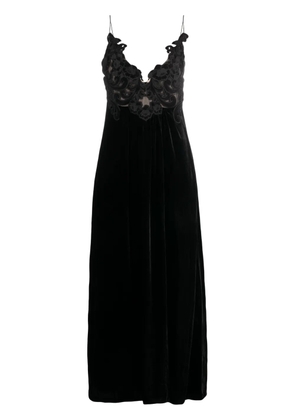 ZIMMERMANN floral-embellished velvet A-line dress - Black