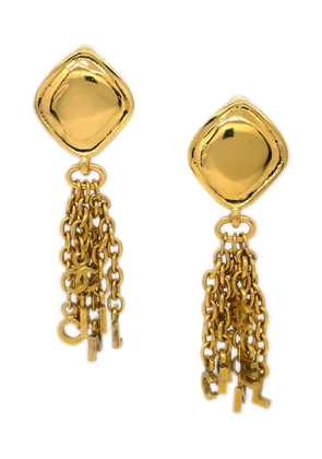 CHANEL Pre-Owned 1990-2000s fringe drop clip-on earrings - Gold