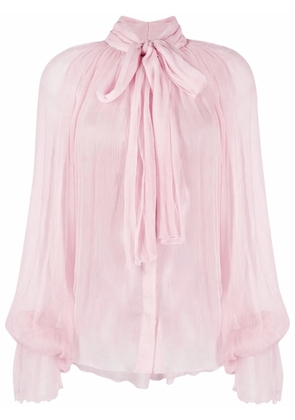Atu Body Couture pussy bow-collar silk blouse - Pink