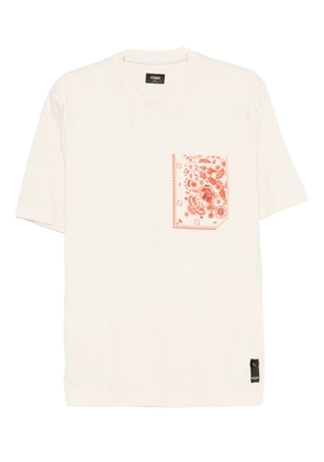 FENDI floral-print T-shirt - Neutrals