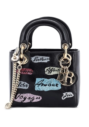 Christian Dior Pre-Owned Lady Dior Chain Bag Beaded Leather Mini shoulder bag - Black