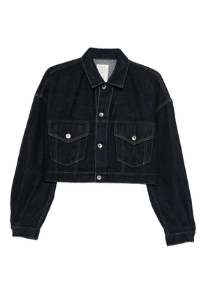 Kuro Selvedge cropped buttoned trucker jacket - Blue