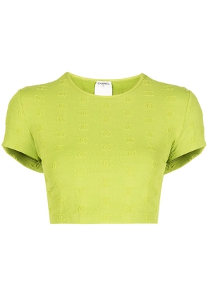 CHANEL Pre-Owned 1997 CC logo-embroidered cropped T-shirt - Green