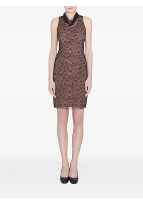 Vera Wang pre-owned cowl-neck lace mini dress - Black