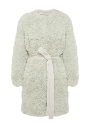 Yves Salomon shearling belted coat - Blue