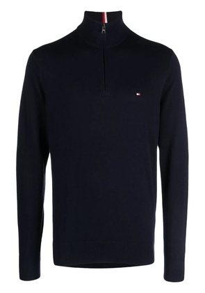 Tommy Hilfiger logo-embroidered half-zip jumper - Blue