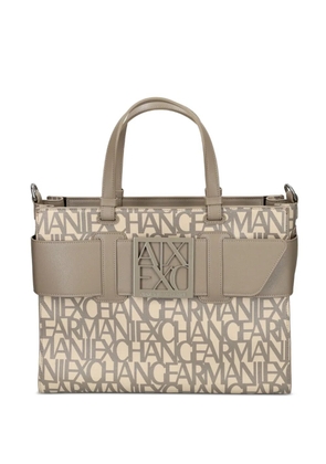 Armani Exchange logo-plaque buckle tote bag - Brown