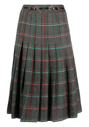 Celine Pre-Owned pre-owned pleated check skirt - Black
