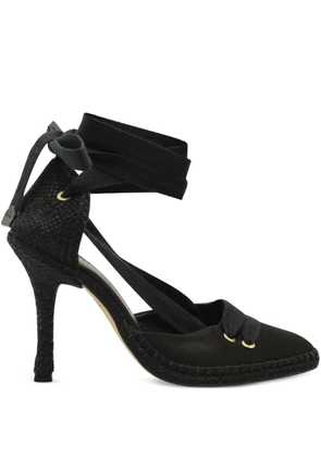 Manolo Blahnik satin tie pumps - Black