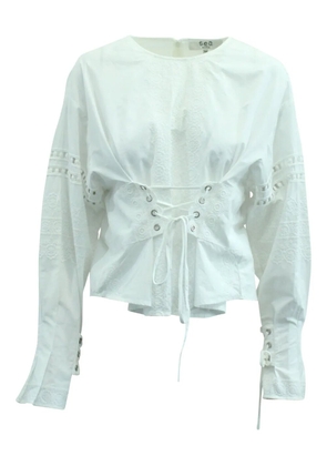Sea eyelet-detail lace-up blouse - White