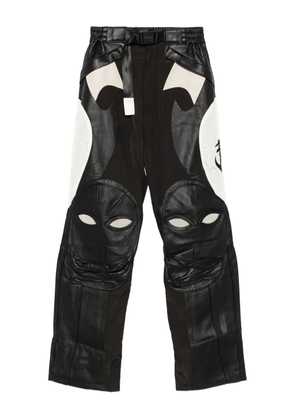 KUSIKOHC Rider leather panelled trousers - Black