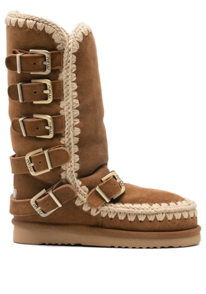 Mou crochet-trimmed buckle boots - Brown