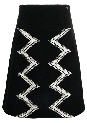 CHANEL Pre-Owned 2016-2017 intarsia knit A-line skirt - Black