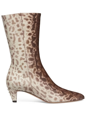 FENDI 50mm snakeskin-print boots - Brown