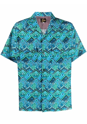 Needles abstract-print short-sleeved shirt - Blue