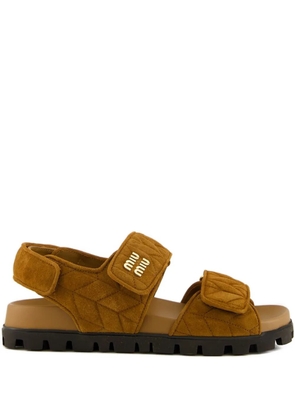 Miu Miu Sporty quilted double-strap sandals - Brown