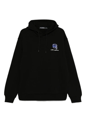 Karl Lagerfeld embroidered logo cotton hoodie - Black