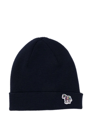 Paul Smith zebra-appliqué wool beanie - Blue