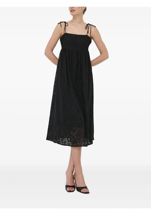 Notes du Nord tie-straps floral-lace midi day dress - Black