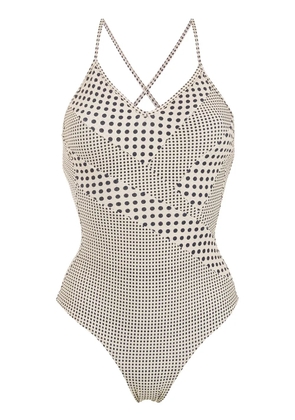 Amir Slama polka-dot print panelled swimsuit - Neutrals