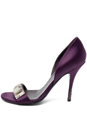Gucci Pre-Owned 110mm satin crystal sandals - Purple