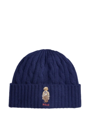 Polo Ralph Lauren cable-knit bear-embroidered beanie - Blue