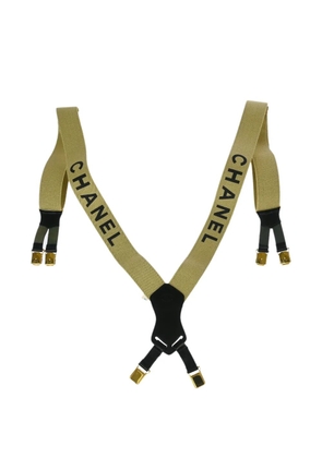 CHANEL Pre-Owned 1990-2000 logo-print suspenders - Neutrals