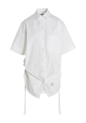 Thom Browne Heavy Poplin gathered shirt minidress - White
