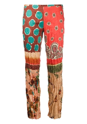 Jean Paul Gaultier Pre-Owned 2002 abstract print creased trousers - Red