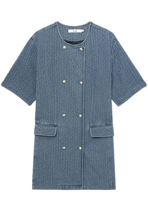 b+ab double-breasted textured denim mini dress - Blue