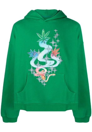 ERL leaf-print cotton hoodie - Green