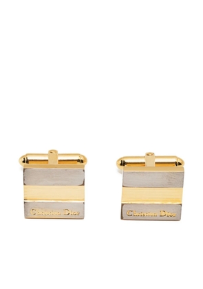Christian Dior Pre-Owned 1980s two-tone logo-engraved cufflinks - Silver
