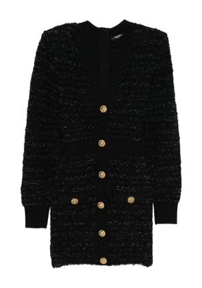 Balmain pockets button knit tweed dress - Black