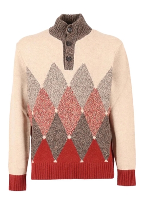 Ballantyne high-neck diamond-pattern wool sweater - Neutrals