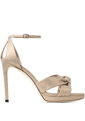Jimmy Choo 85mm Rosie knotted ankle-strap sandals - Gold