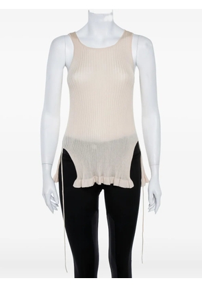 Christian Dior Pre-Owned ribbed side-slit top - Neutrals