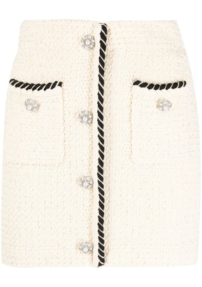 Self-Portrait braided-trim knitted skirt - Neutrals