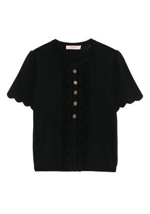 TWINSET scalloped-trim cotton top - Black
