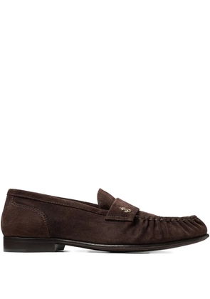 Jimmy Choo Ellis metal-plaque suede loafers - Brown